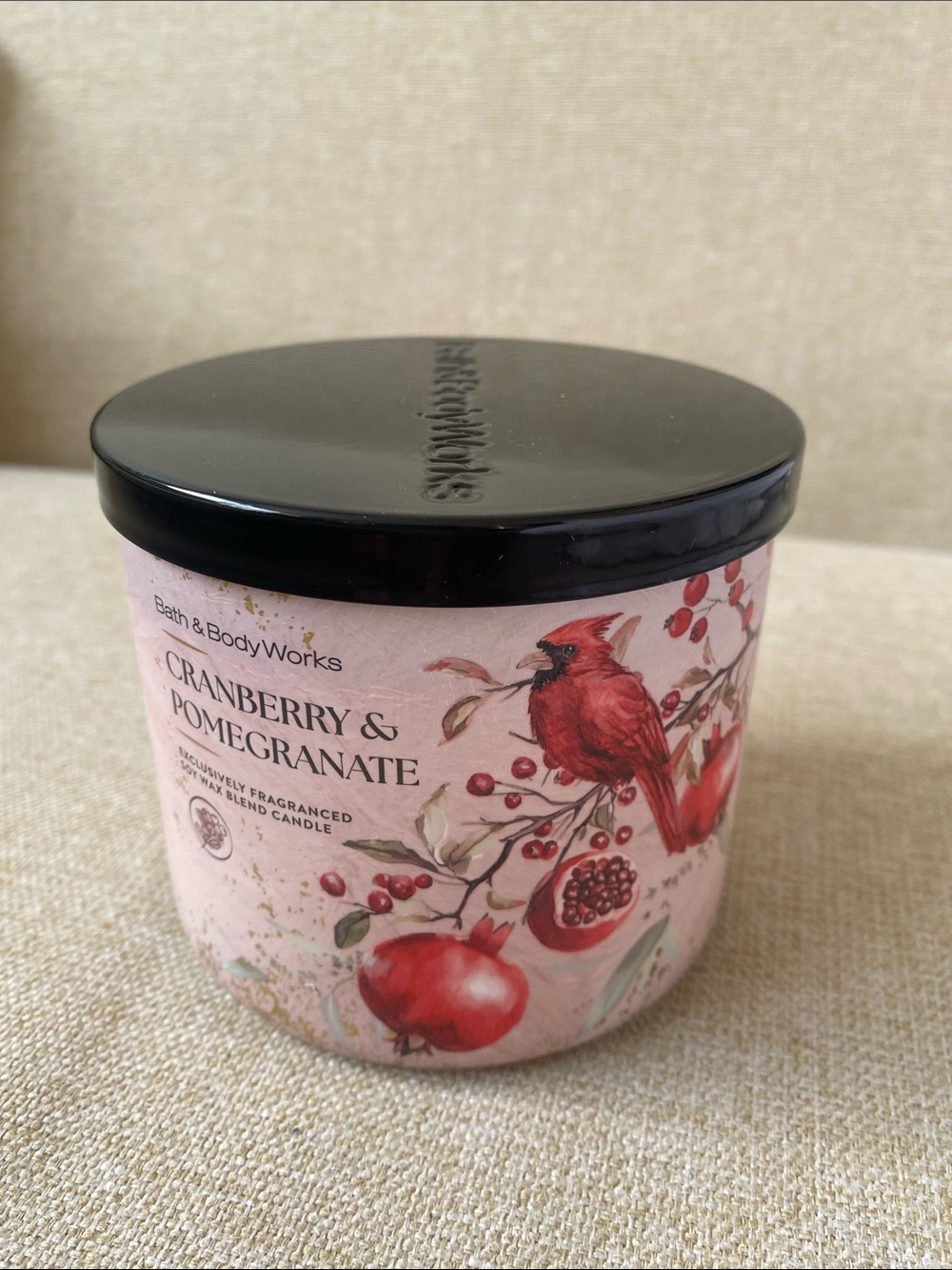Bath & Body Works Cranberry & Pomegranate Candle - Pink & Black
